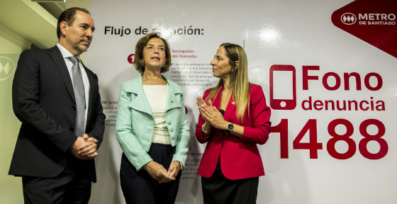 Ministras Gloria Hutt e Isabel Plá, junto a Pdte. de Metro dan a conocer nuevo canal de denuncia de acoso sexual: 1488