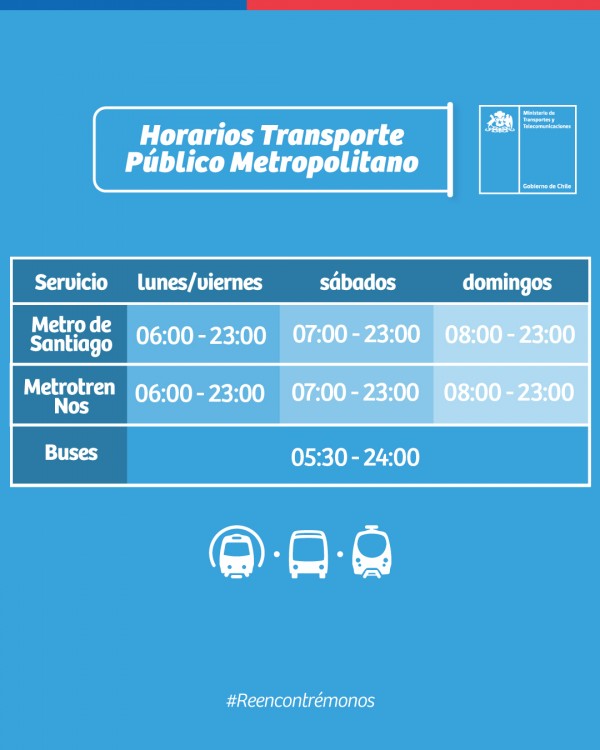 Nuevos horarios del transporte público por cambio en toque de queda: Metro funcionará hasta las 23 horas y los buses hasta la medianoche